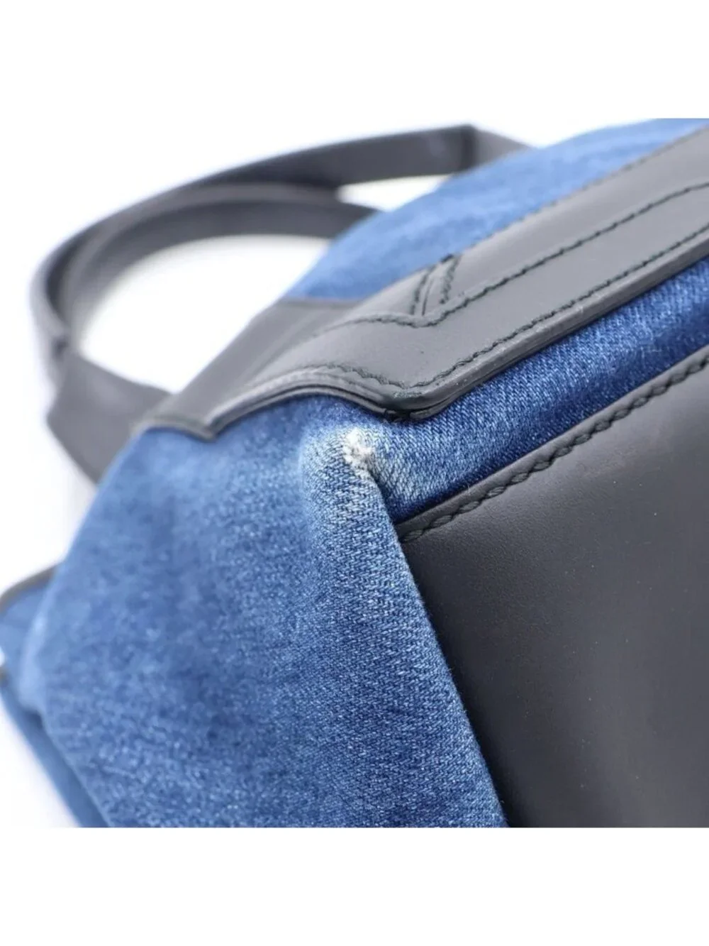 Balenciaga Navy Cabas S Denim Leather Tote Bag Blue Black